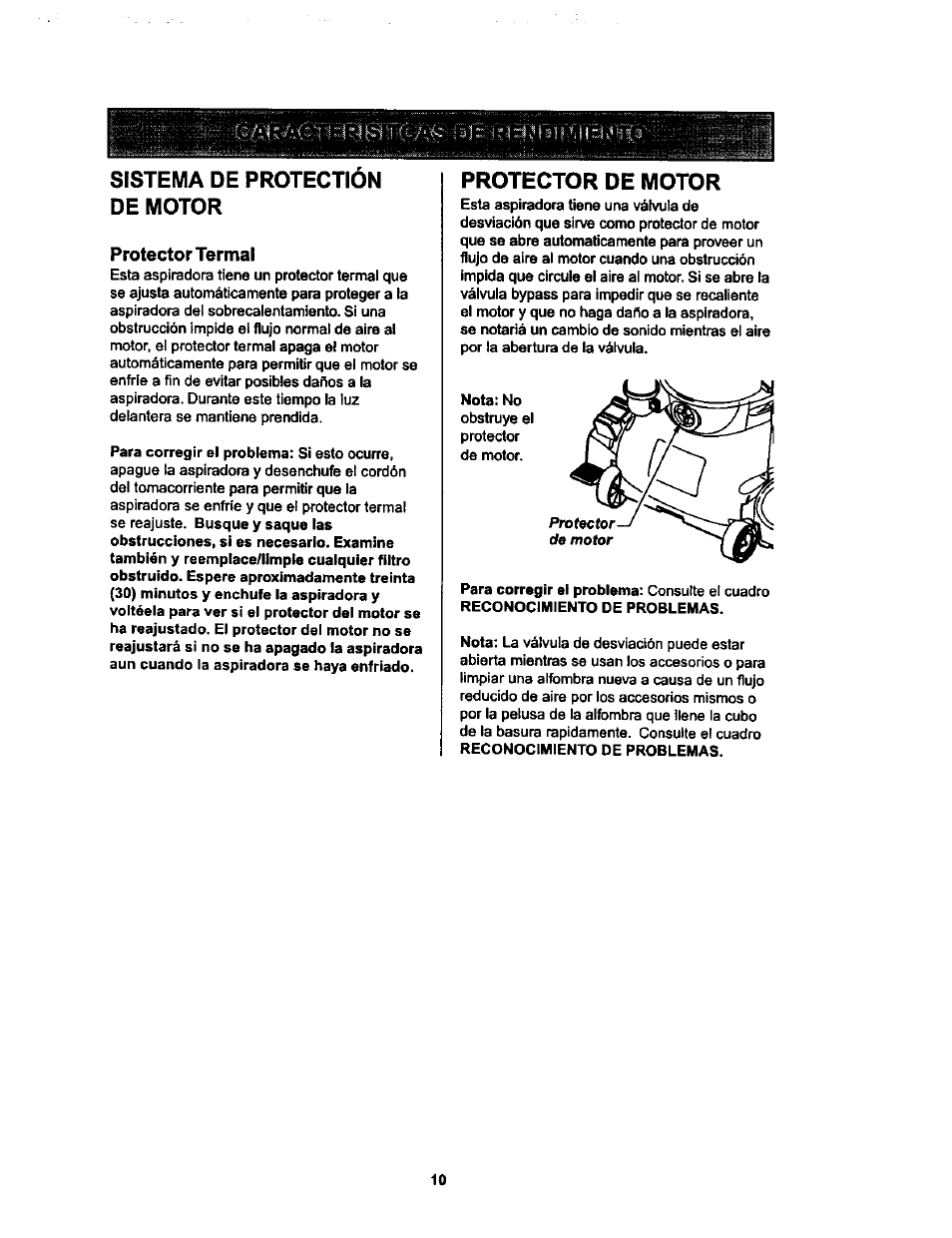 Sistema de protection de motor, Protector de motor, Protector termal | Kenmore ASPIRADORA 116.34728 User Manual | Page 32 / 44