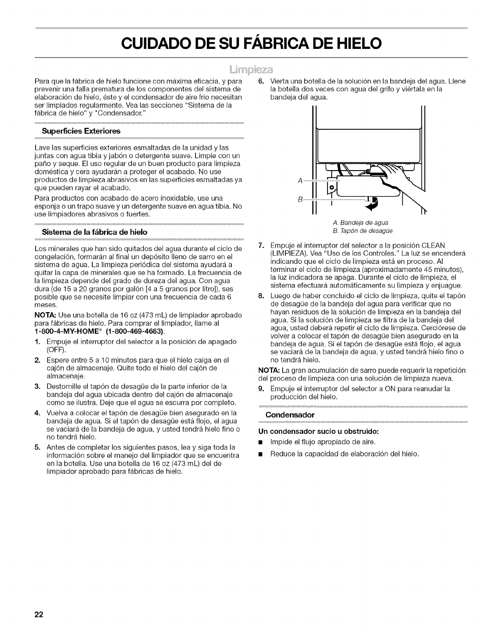 Cuidado de su fabrica de hielo, Uso de su fábrica de hielo | Kenmore 10689489997 User Manual | Page 22 / 40