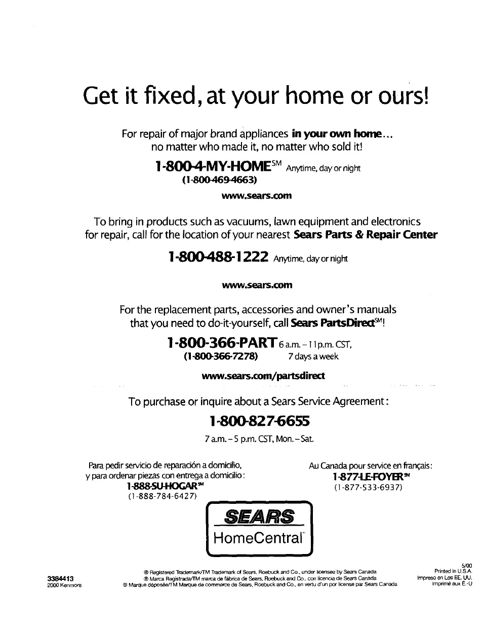 Get it fixed, at your home or ours, 80q4-my-home | Kenmore 665.15622 User Manual | Page 19 / 19