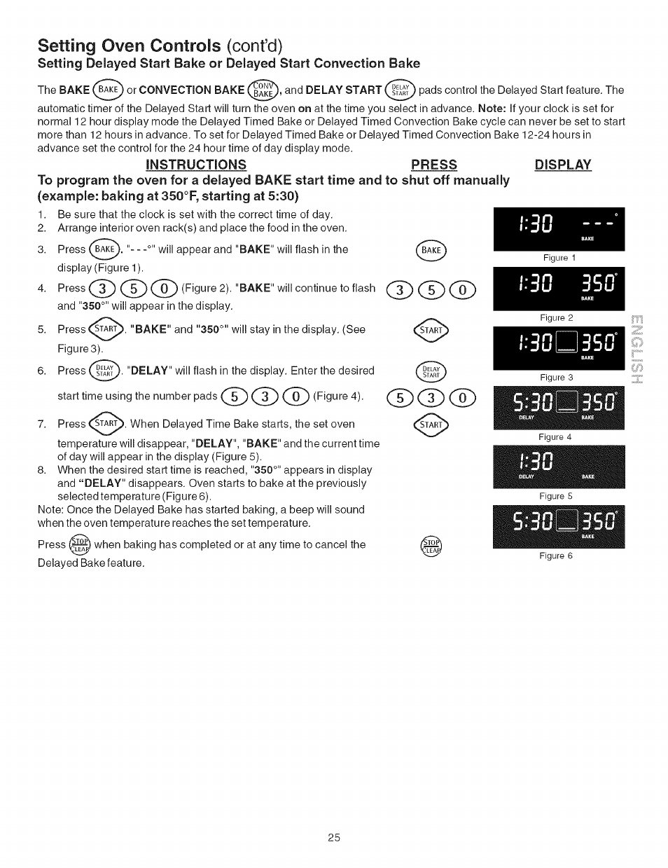 Instructions press display, Lillill, Setting oven controls (confd) | Kenmore ELECTRIC RANGE 790.4660 User Manual | Page 25 / 44