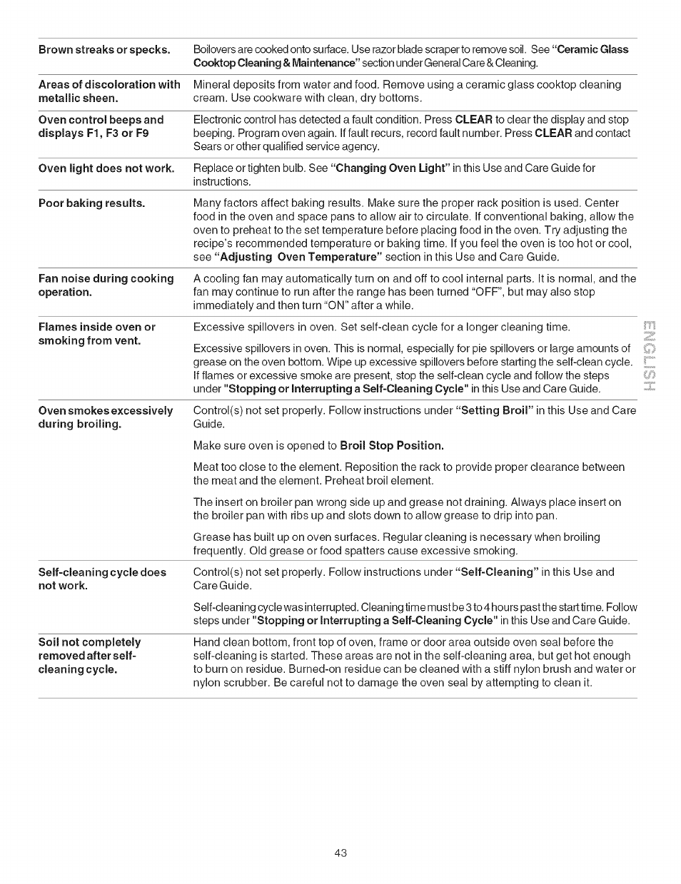 Kenmore ELECTRIC RANGE 790.4660 User Manual | Page 43 / 44