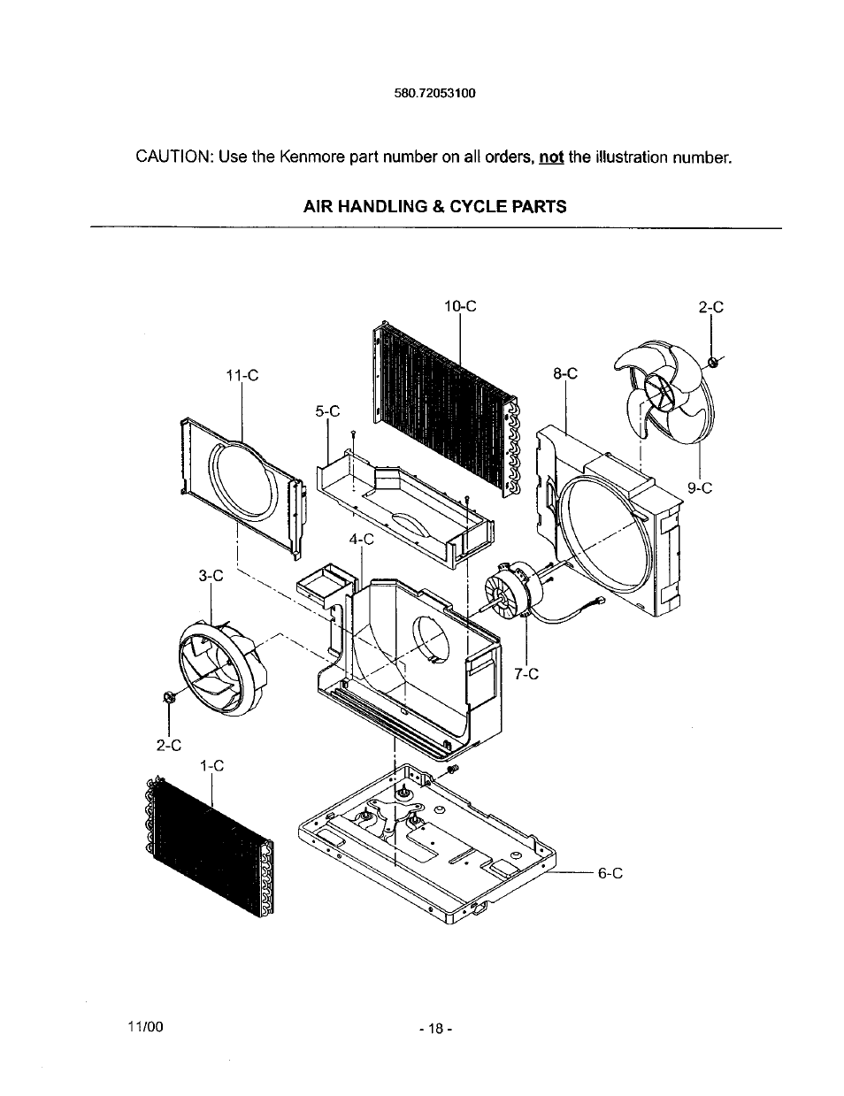 Air handling & cycle parts | Kenmore 580.72053 User Manual | Page 18 / 23