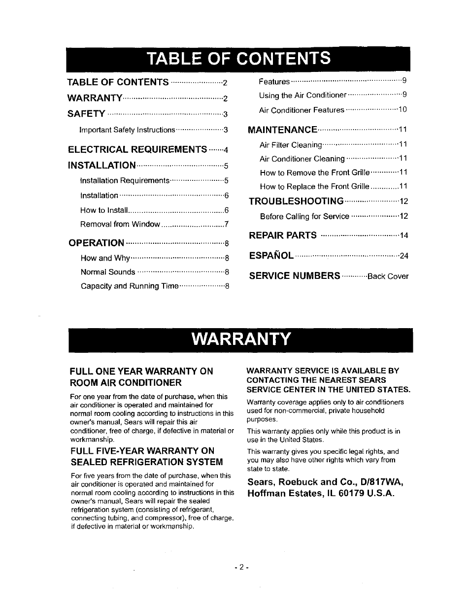 Kenmore 580.72053 User Manual | Page 2 / 23