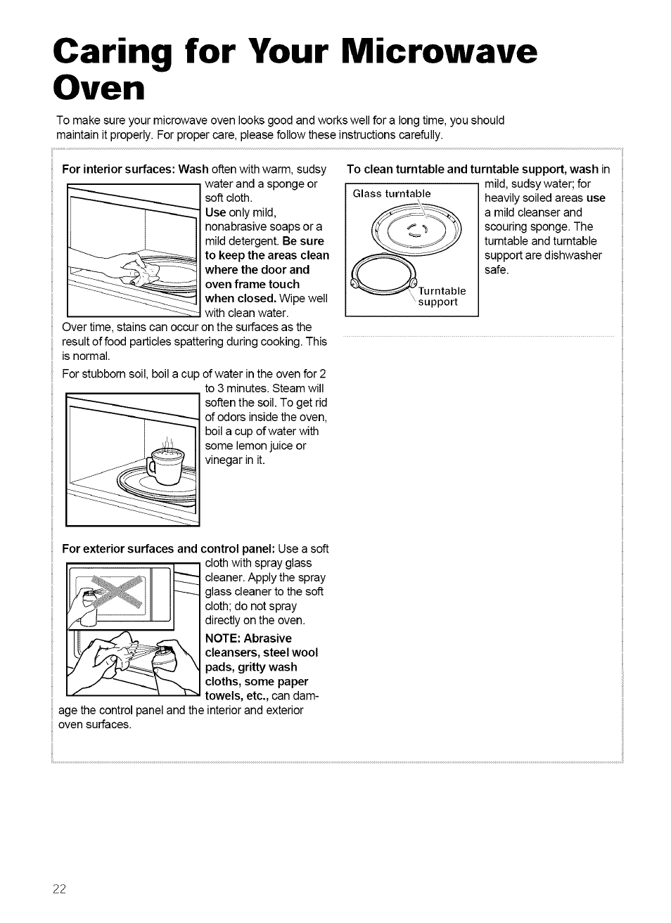 Caring for your microwave oven | Kenmore 721.62759 User Manual | Page 22 / 31