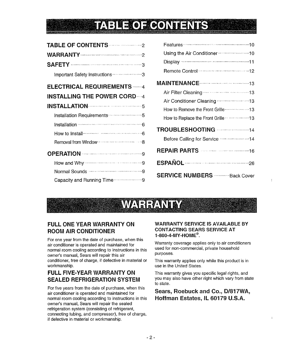 Kenmore 580. 72089 User Manual | Page 2 / 40