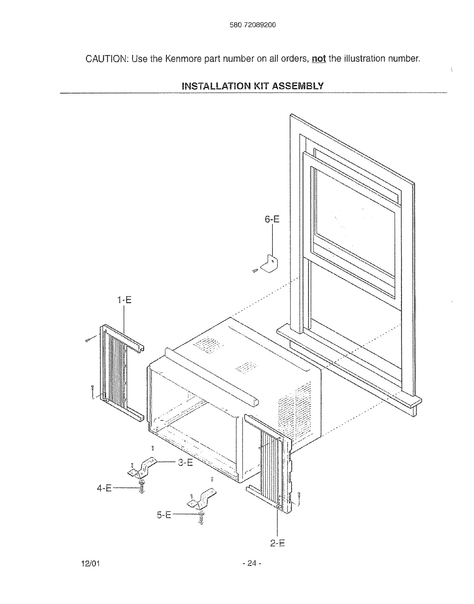 Installation kit assembly | Kenmore 580. 72089 User Manual | Page 24 / 40