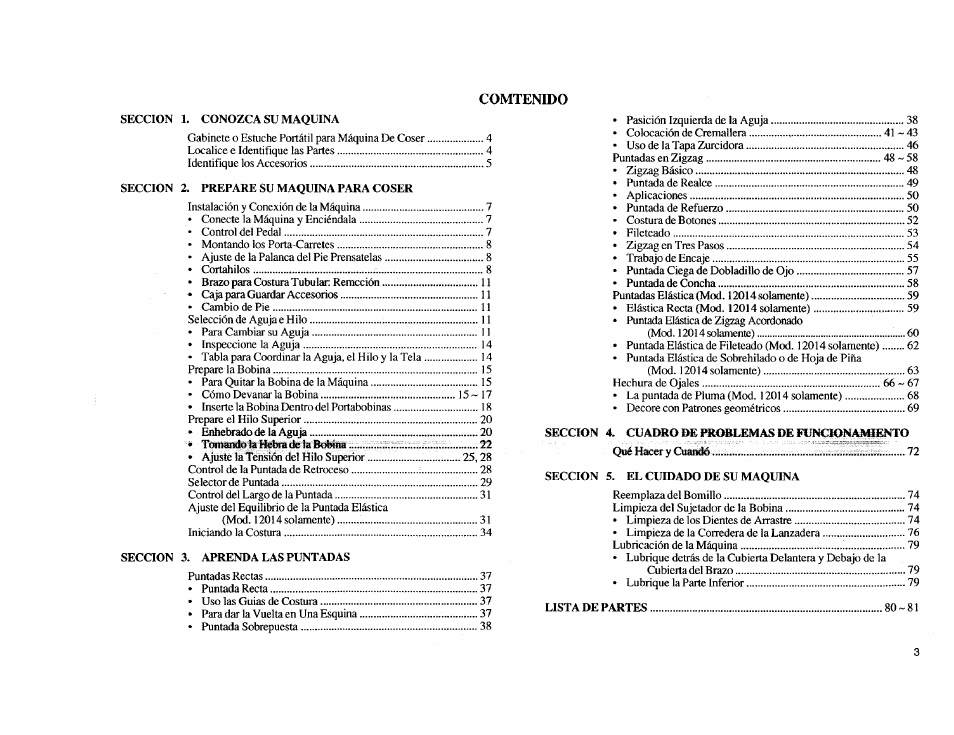 Comtenido | Kenmore Sewing Machine User Manual | Page 11 / 92