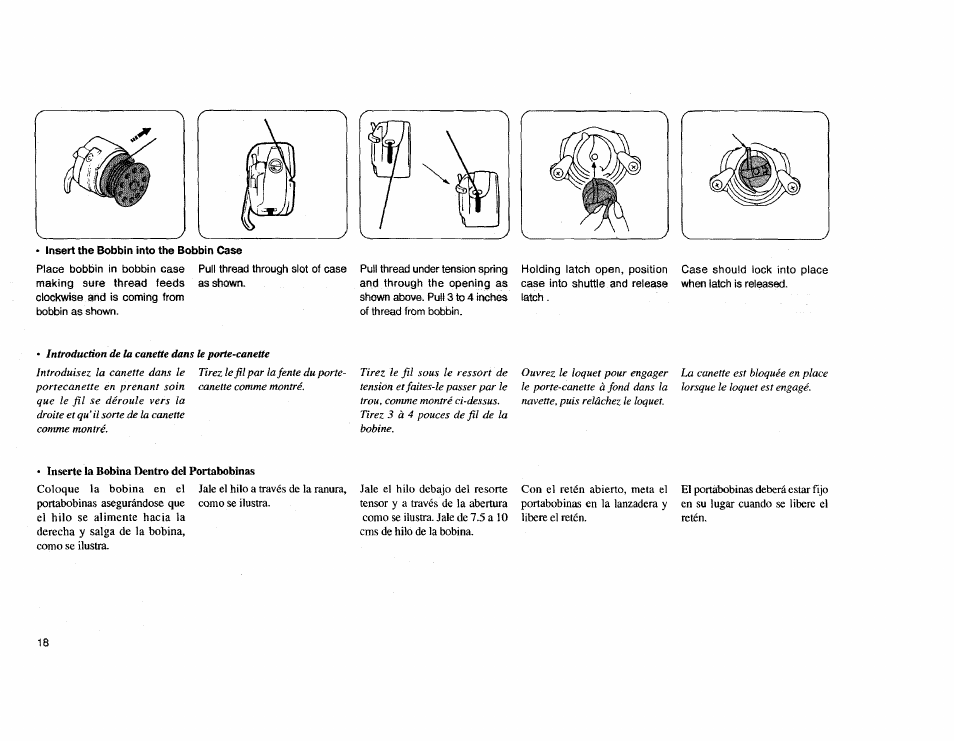 Inserte la bobina dentro del portabobinas | Kenmore Sewing Machine User Manual | Page 26 / 92