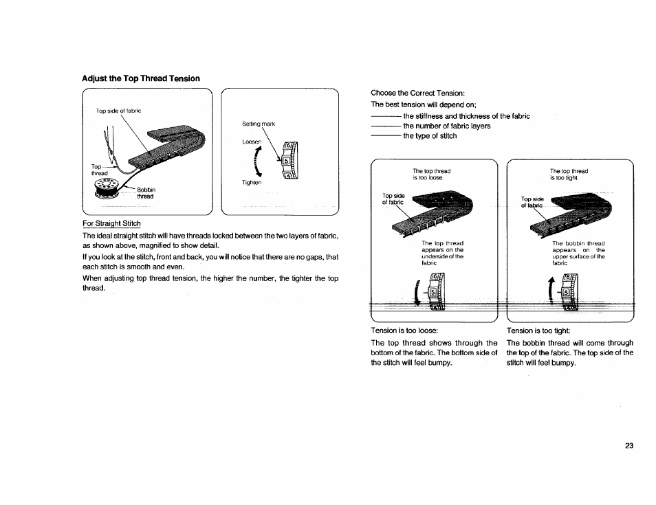 Adjust the top thread tension, Adjust the top thread tension ,26 | Kenmore Sewing Machine User Manual | Page 31 / 92