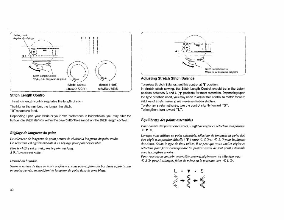 Stitch length control, Adjusting stretch stitch balance | Kenmore Sewing Machine User Manual | Page 38 / 92