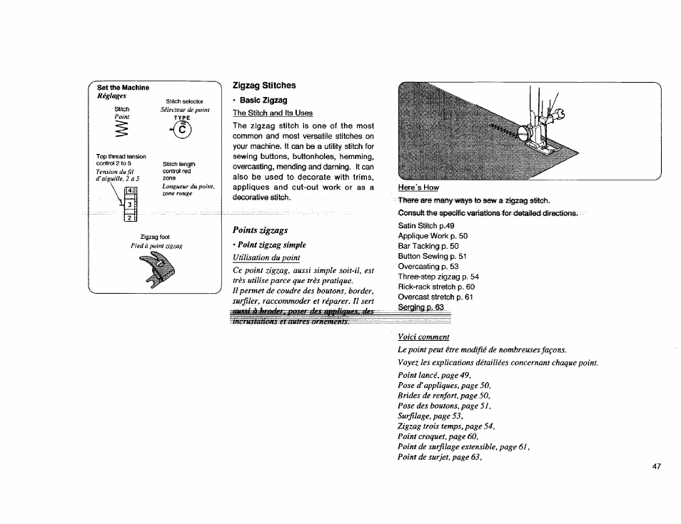 Zigzag stitches • basic zigzag | Kenmore Sewing Machine User Manual | Page 55 / 92