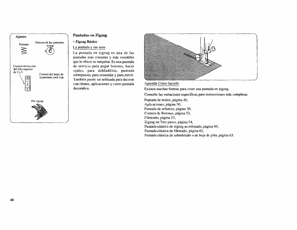 Puntadas en zigzag • zigzag básico | Kenmore Sewing Machine User Manual | Page 56 / 92