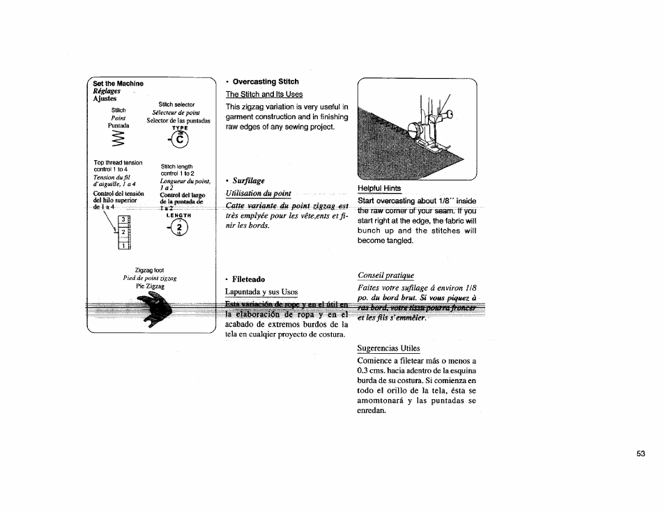 Overcasting stitch | Kenmore Sewing Machine User Manual | Page 61 / 92