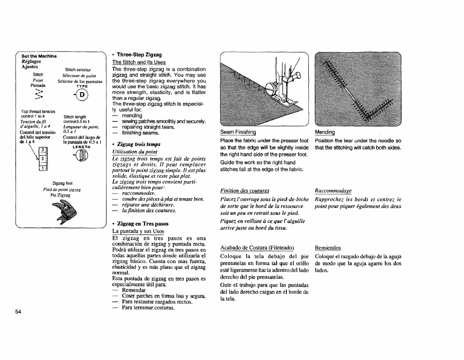 Three-step zigzag | Kenmore Sewing Machine User Manual | Page 62 / 92