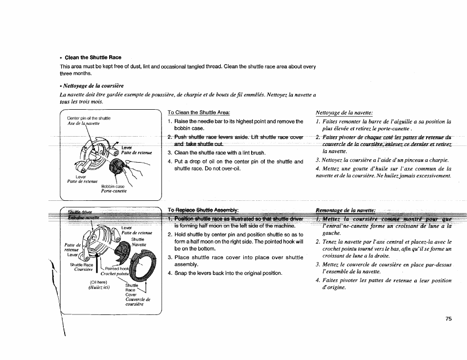 Clean the shuttte race, Clean the shuttle race | Kenmore Sewing Machine User Manual | Page 83 / 92