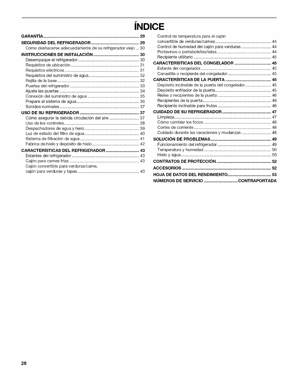 Indice | Kenmore ELITE W10215709A User Manual | Page 28 / 84