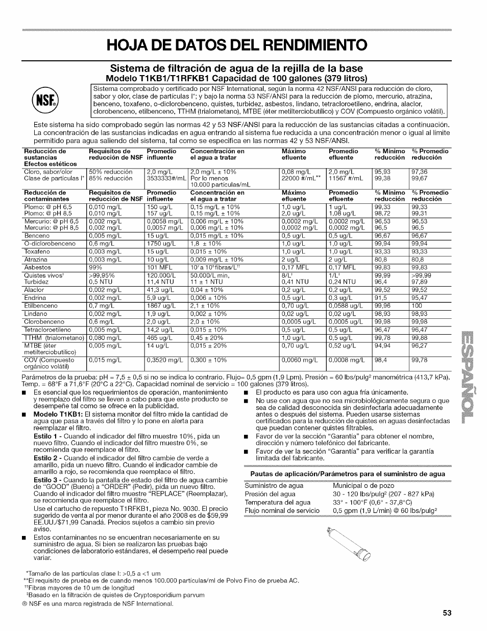 Hoja de datos del rendimiento | Kenmore ELITE W10215709A User Manual | Page 53 / 84