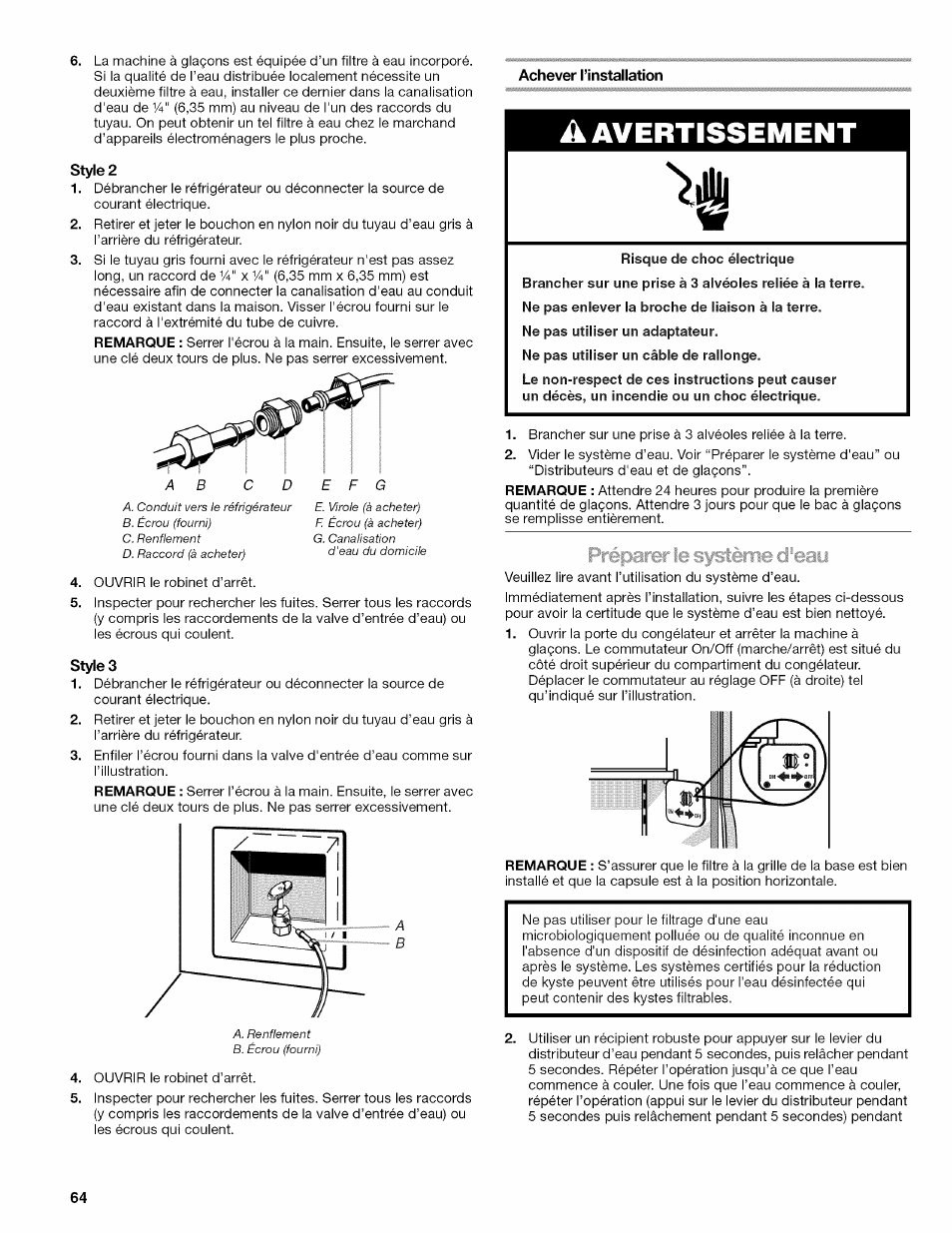 Style 2, Avertissement | Kenmore ELITE W10215709A User Manual | Page 64 / 84