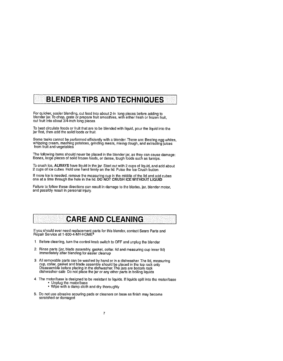 Uakc anu vlc, Blender tips and tichniqües | Kenmore 100.82001 User Manual | Page 7 / 8