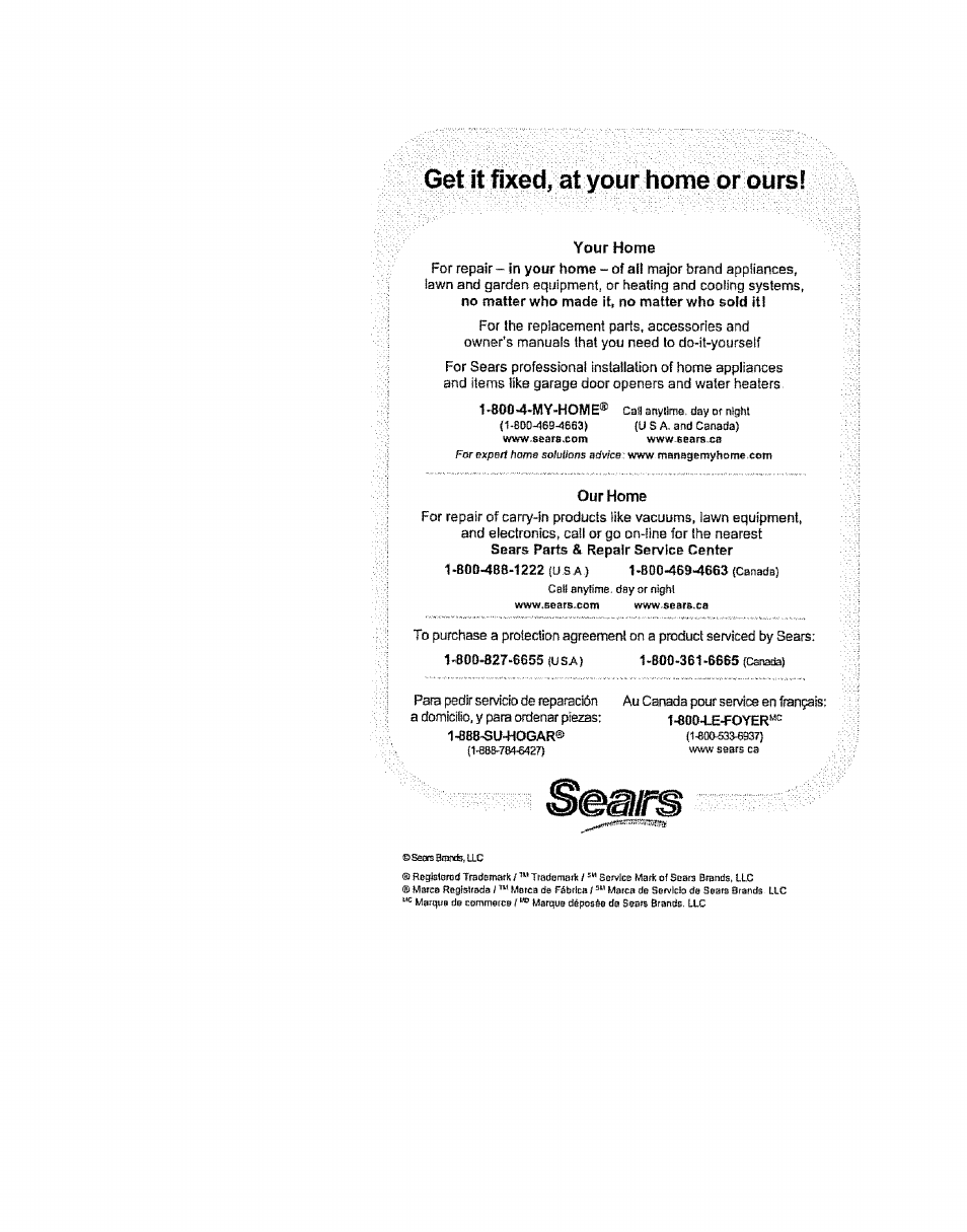 Get it fixed, at your home or ours | Kenmore 100.82001 User Manual | Page 8 / 8