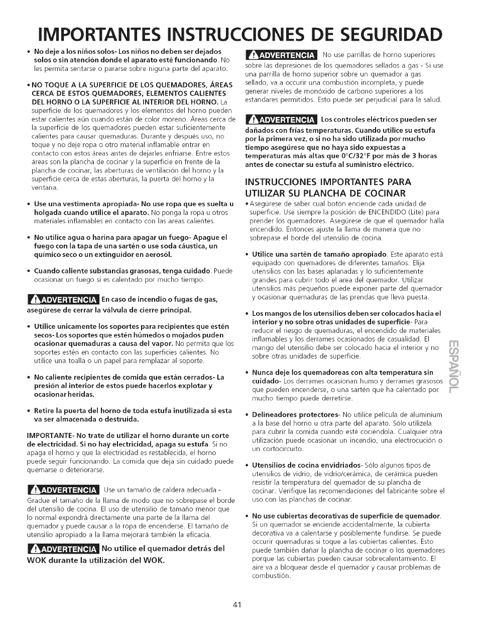 Importantes instrucciones de seguridad | Kenmore 790.75503 User Manual | Page 41 / 76