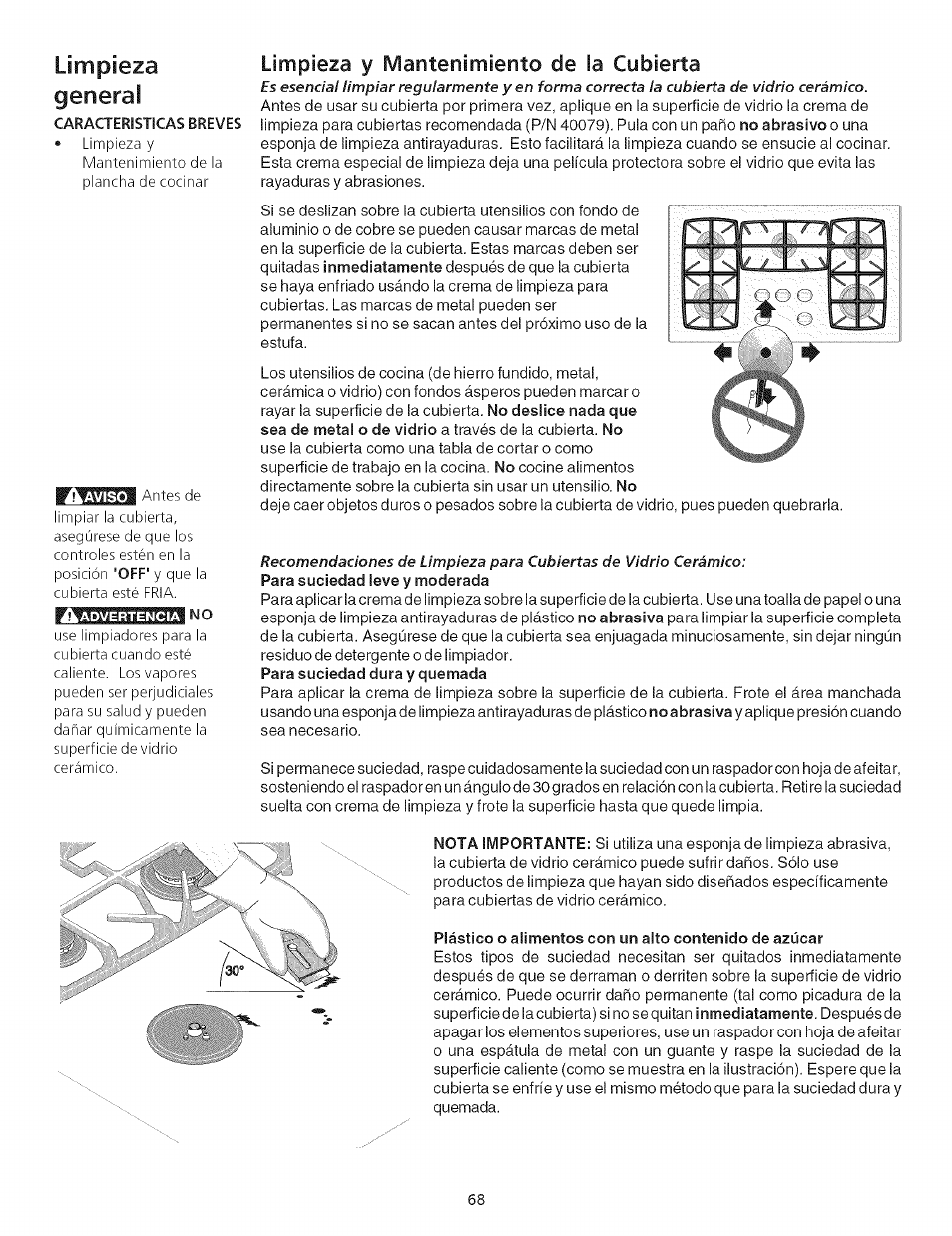 Limpieza y mantenimiento de ¡a cubierta, Limpieza general | Kenmore 790.75503 User Manual | Page 68 / 76