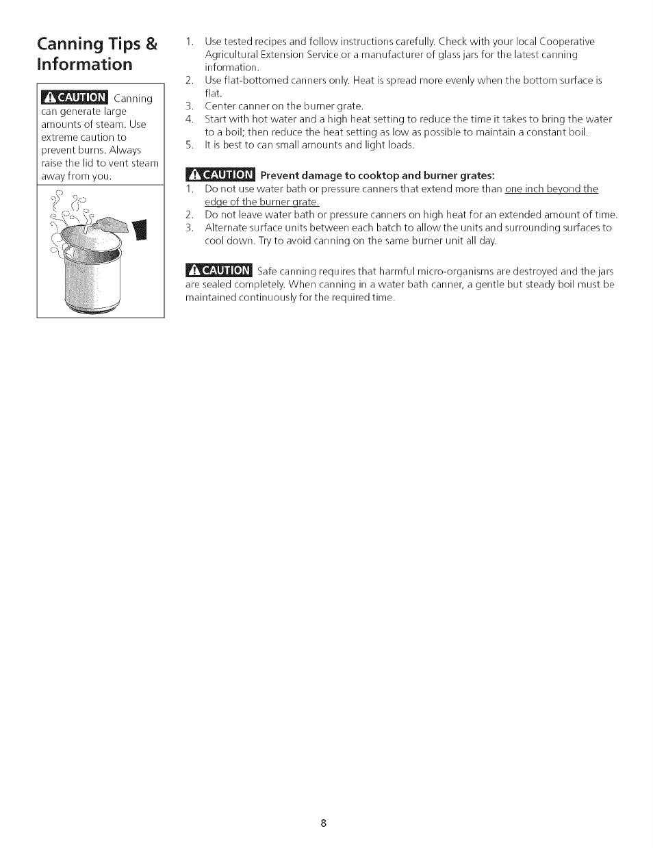 Canning tips & information | Kenmore 790.75503 User Manual | Page 8 / 76