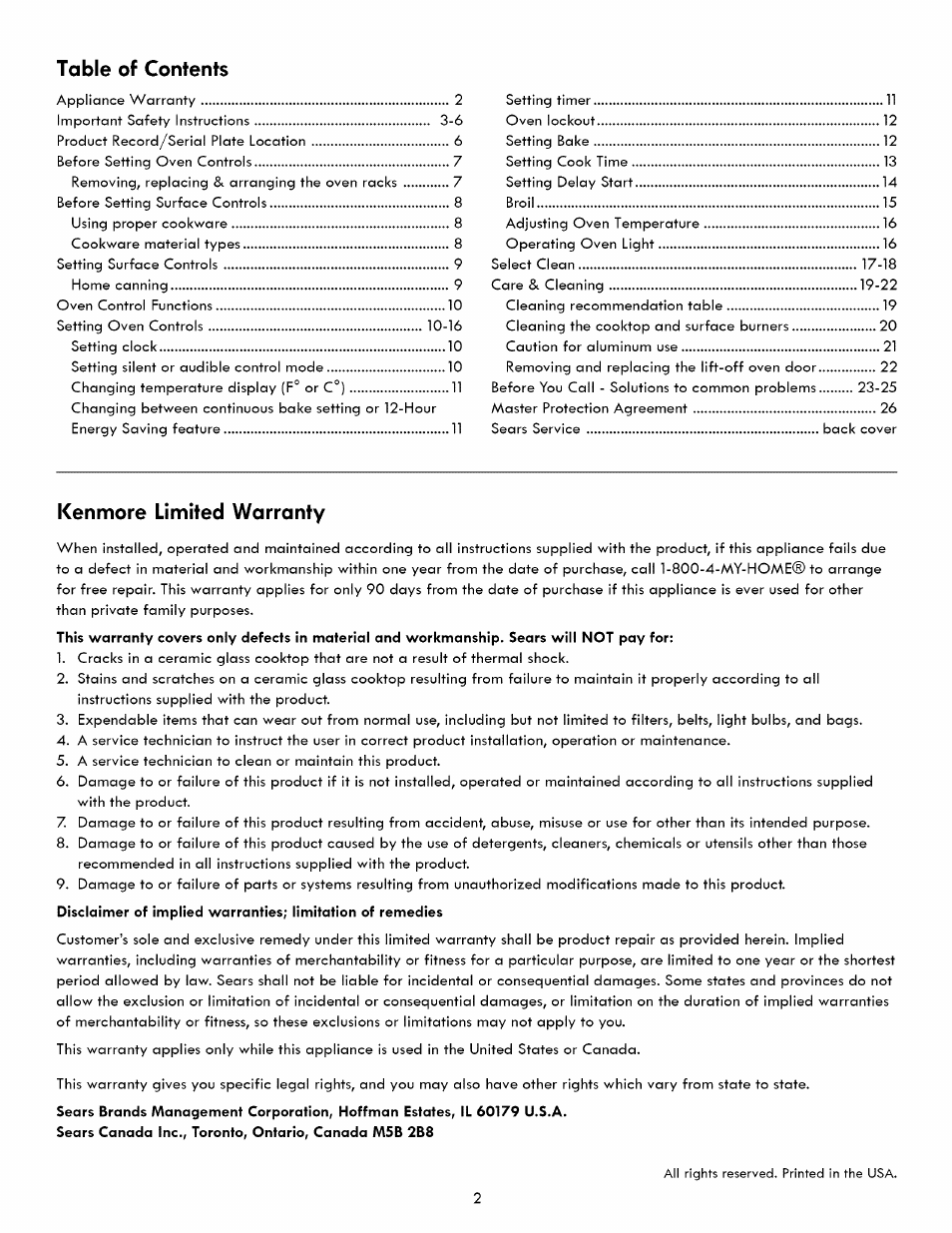 Kenmore 790. 7260 User Manual | Page 2 / 28