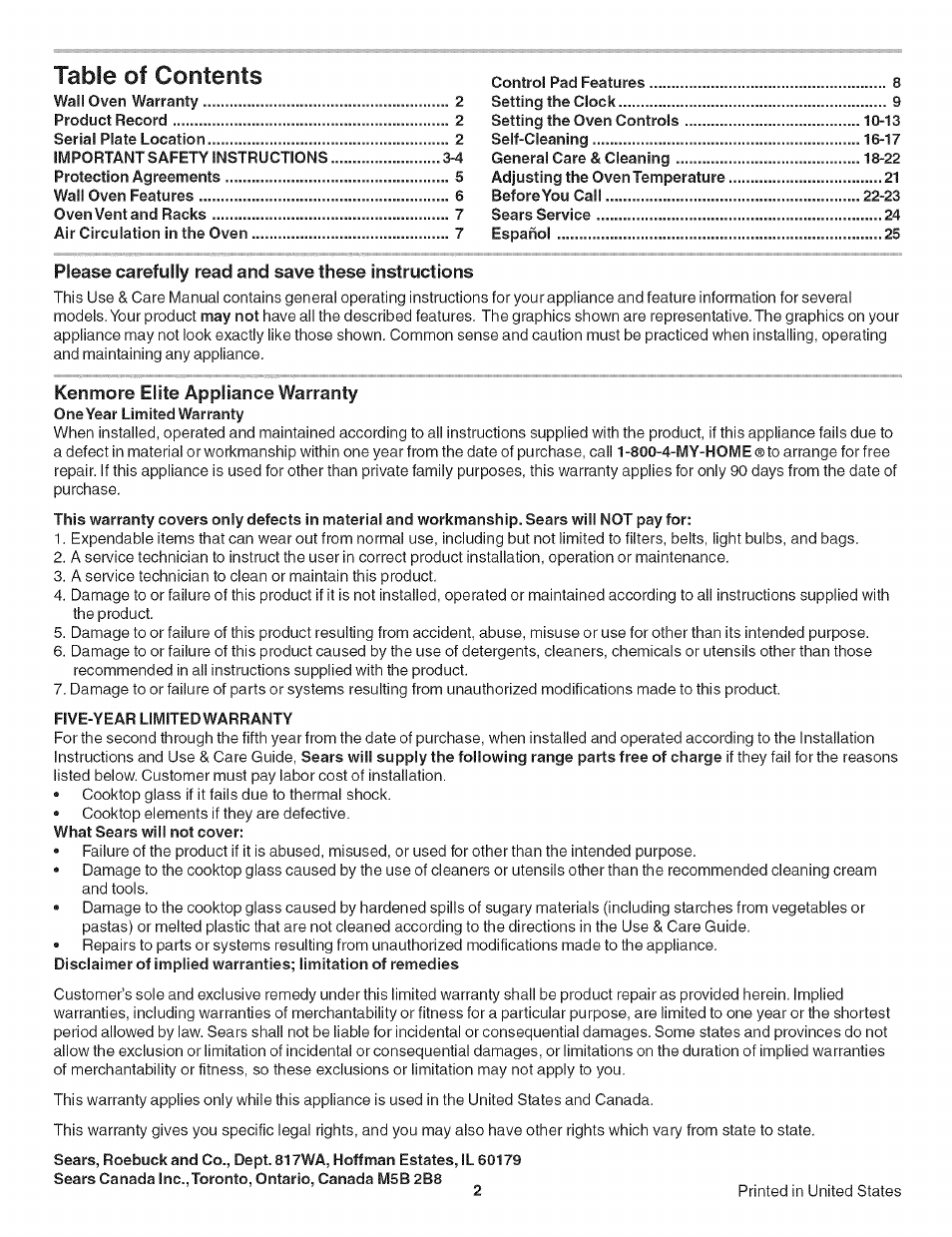 Kenmore 790.4906 User Manual | Page 2 / 34