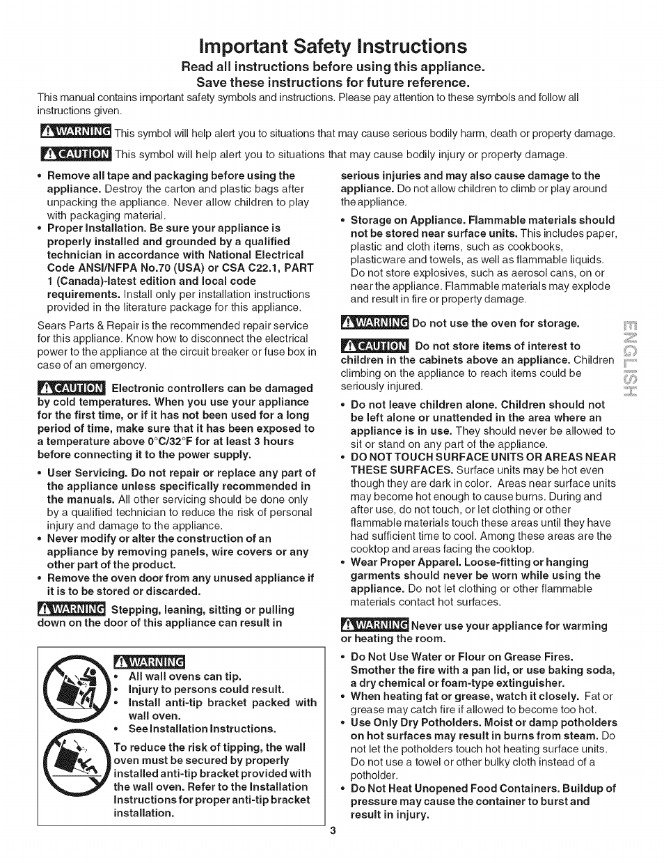 Important safety instructions | Kenmore 790.4906 User Manual | Page 3 / 34