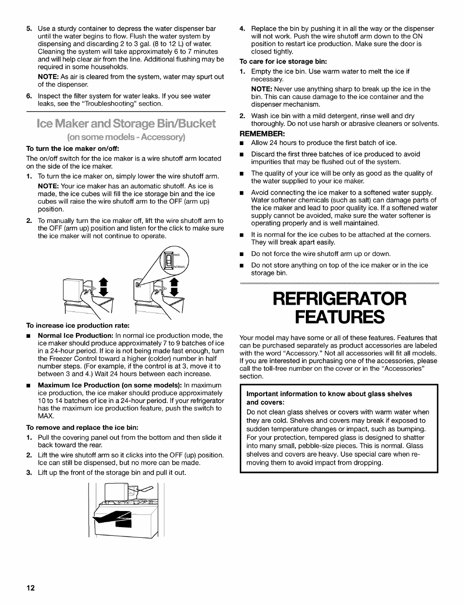 Remember, Refrigerator, Features | Refrigerator features | Kenmore 2220698 User Manual | Page 12 / 23