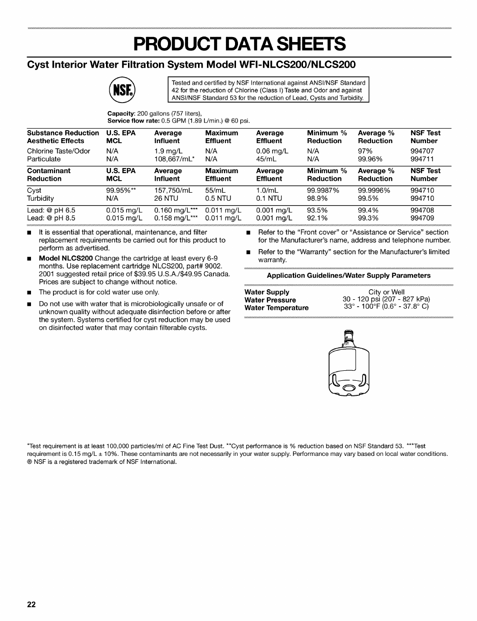 Product data sheets | Kenmore 2220698 User Manual | Page 22 / 23