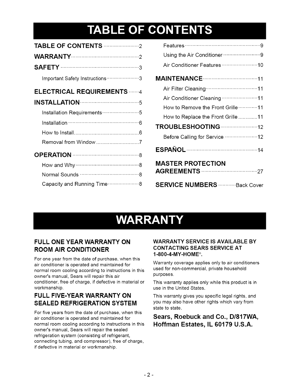 Kenmore 580.75050 User Manual | Page 2 / 28