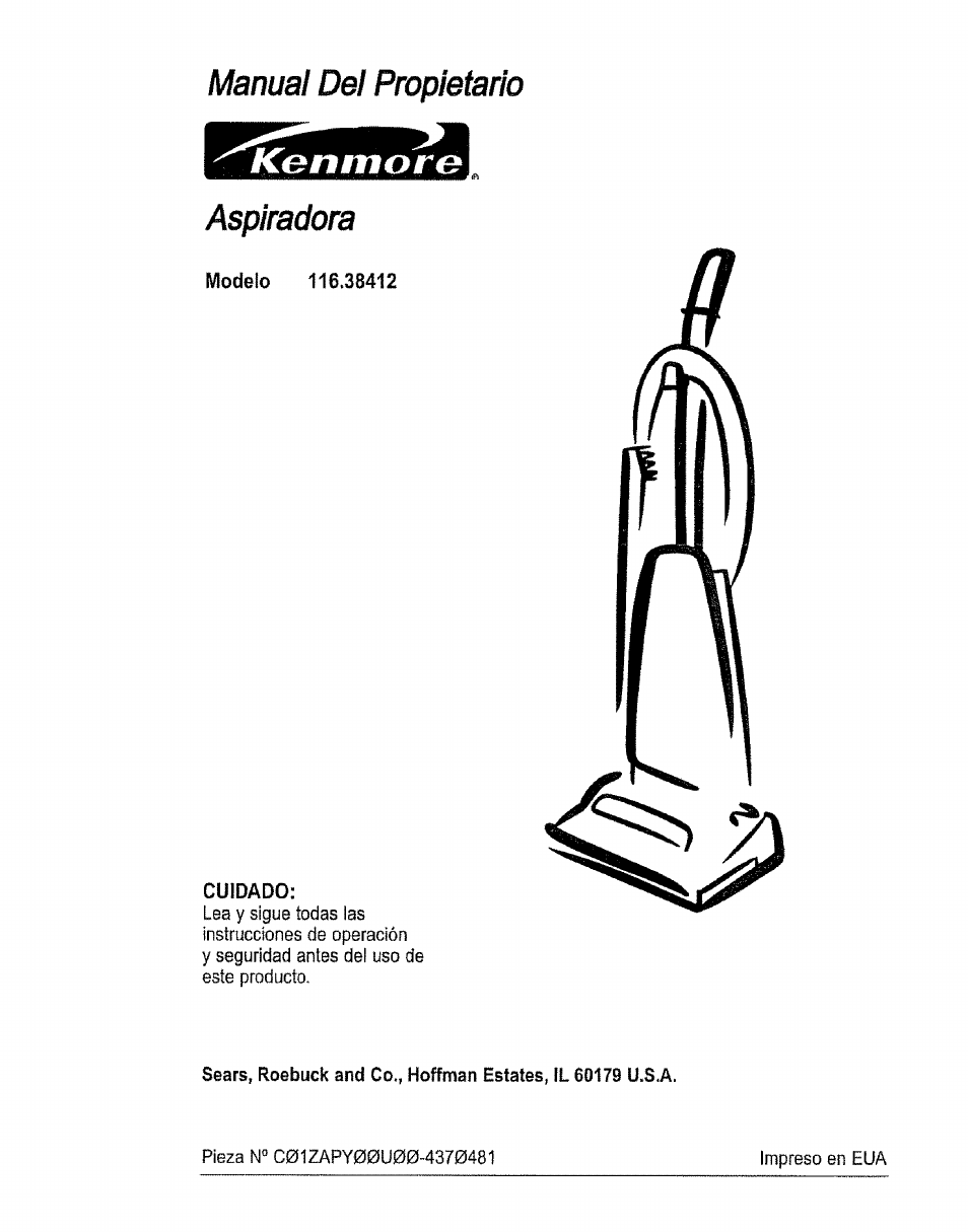 Cuidado, Manual del propietario | Kenmore 116.38412 User Manual | Page 24 / 46