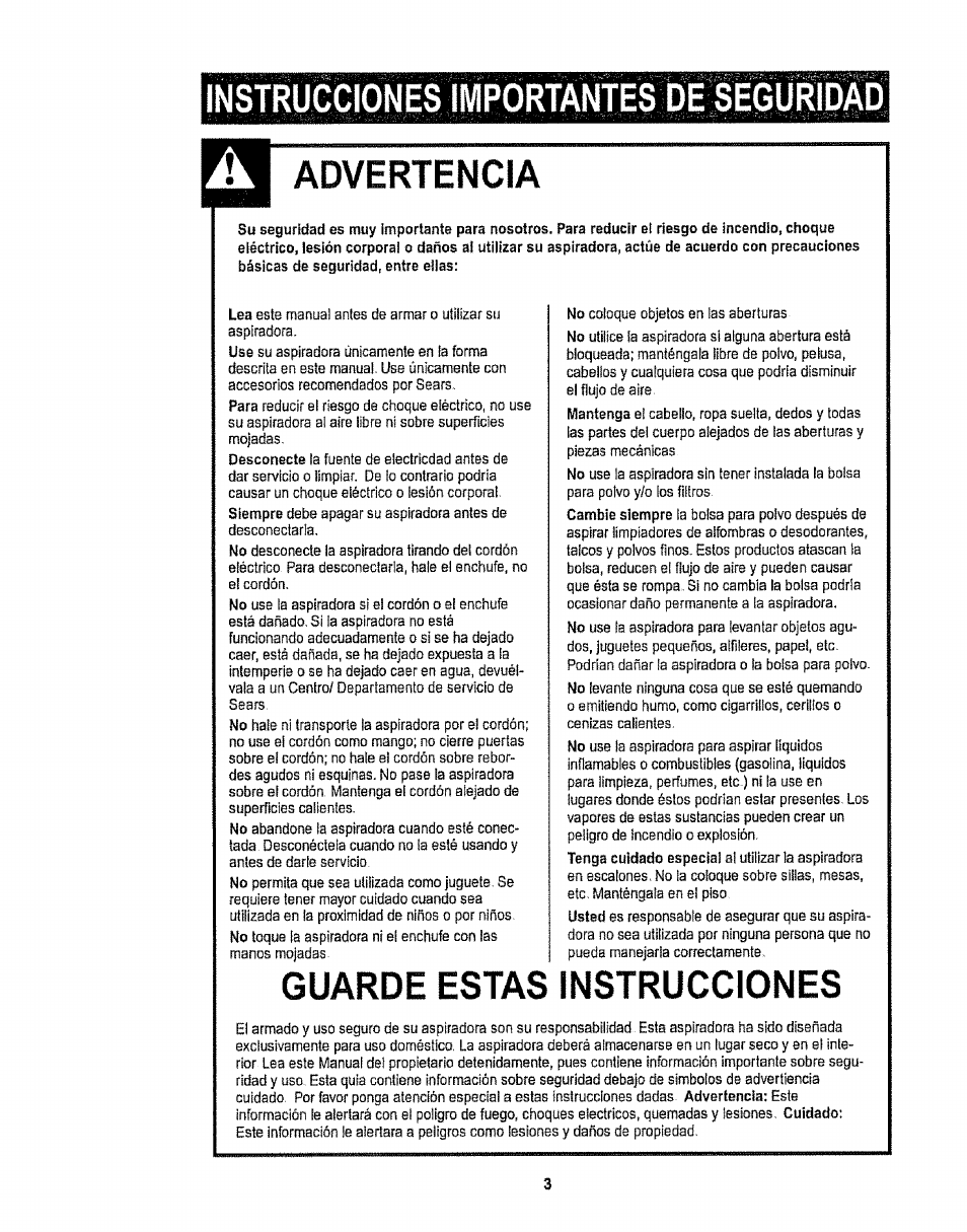 Advertencia, Guarde estas instrucciones | Kenmore 116.38412 User Manual | Page 26 / 46