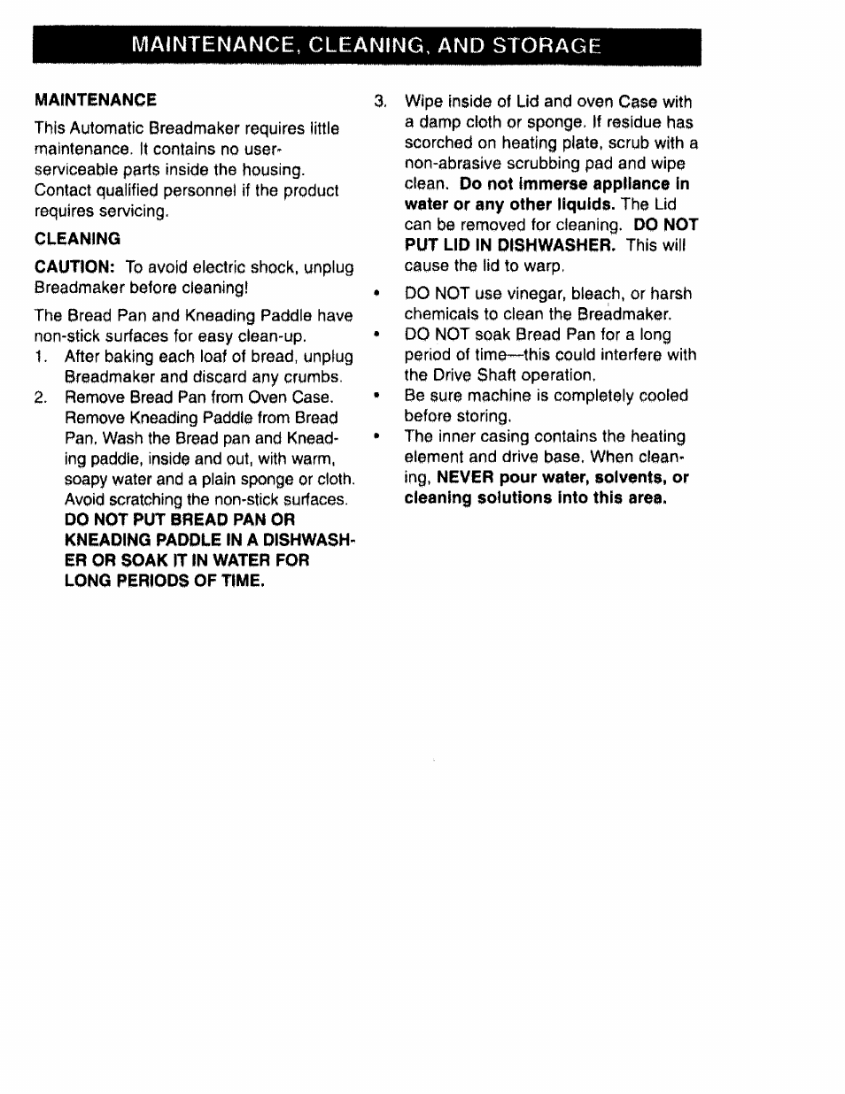 Maintenance, Cleaning, Maintenance, cleaning, and storage | Kenmore 48487 User Manual | Page 17 / 25