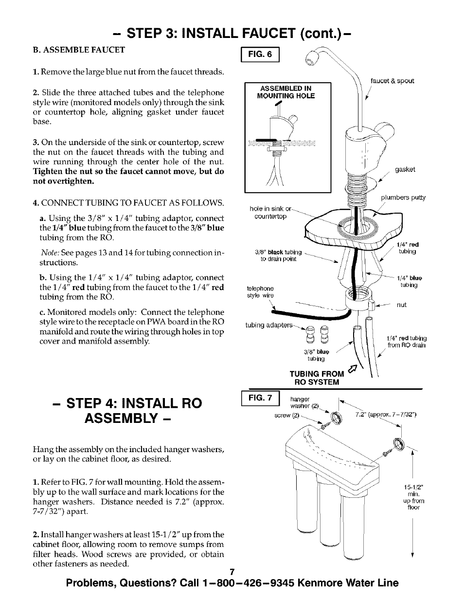 Step 3: install faucet (cont.), Step 4: install ro assembly | Kenmore ULTRAFILTER 300 625.384720 User Manual | Page 7 / 20