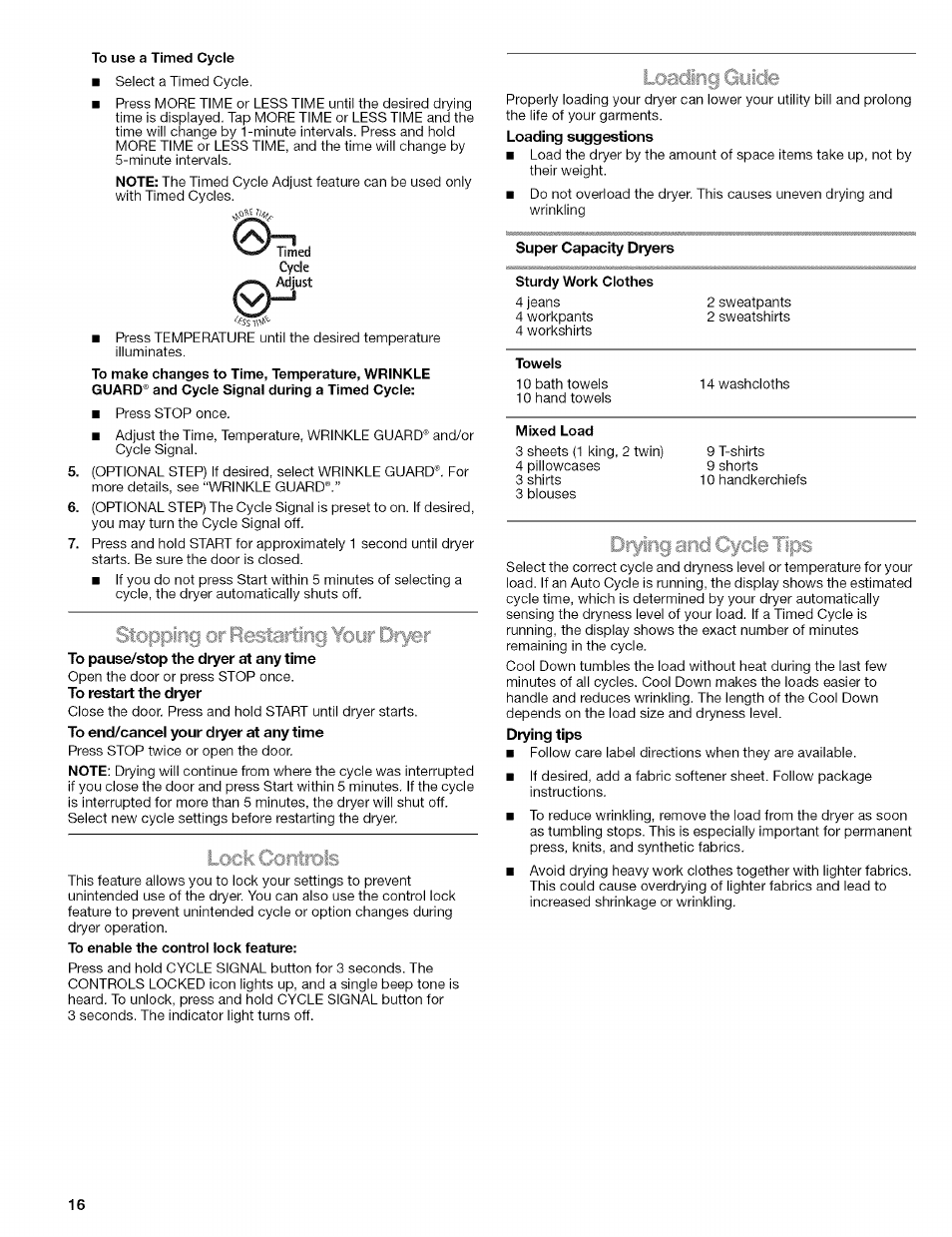 Ry irig cii | Kenmore HE2 110.9656 User Manual | Page 16 / 48