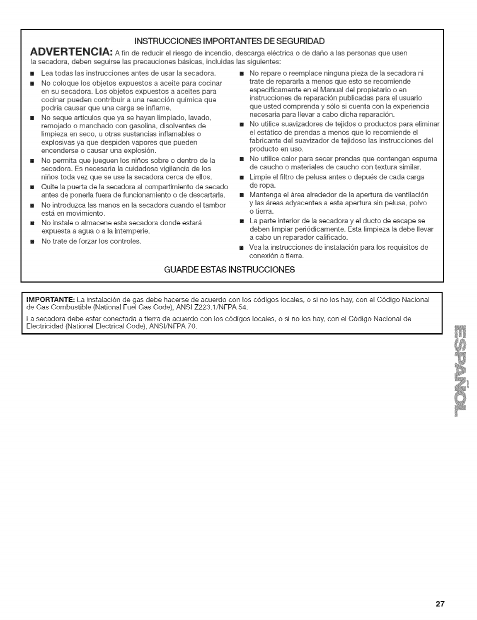 Advertencia | Kenmore HE2 110.9656 User Manual | Page 27 / 48