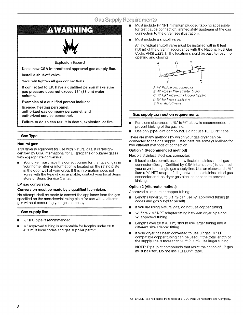 Cias sopply rec|yifbments, Iàwarning | Kenmore HE2 110.9656 User Manual | Page 8 / 48