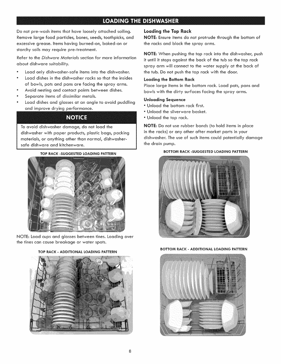 Loading the top rack, I sis'l n, I sis'l | Kenmore 630.1391 User Manual | Page 8 / 22