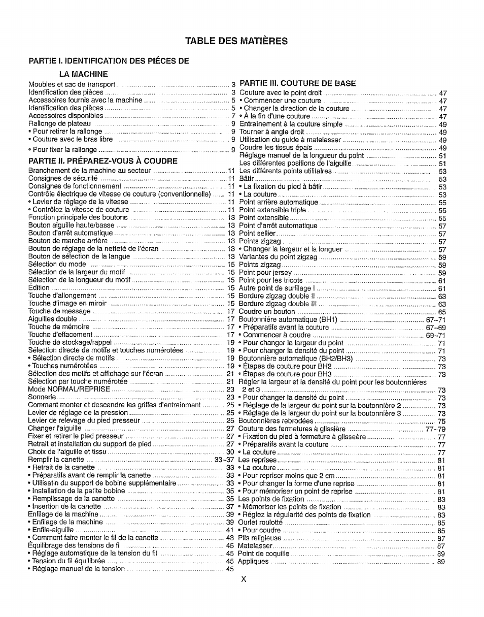 Table des matieres | Kenmore 385.19365 User Manual | Page 11 / 139