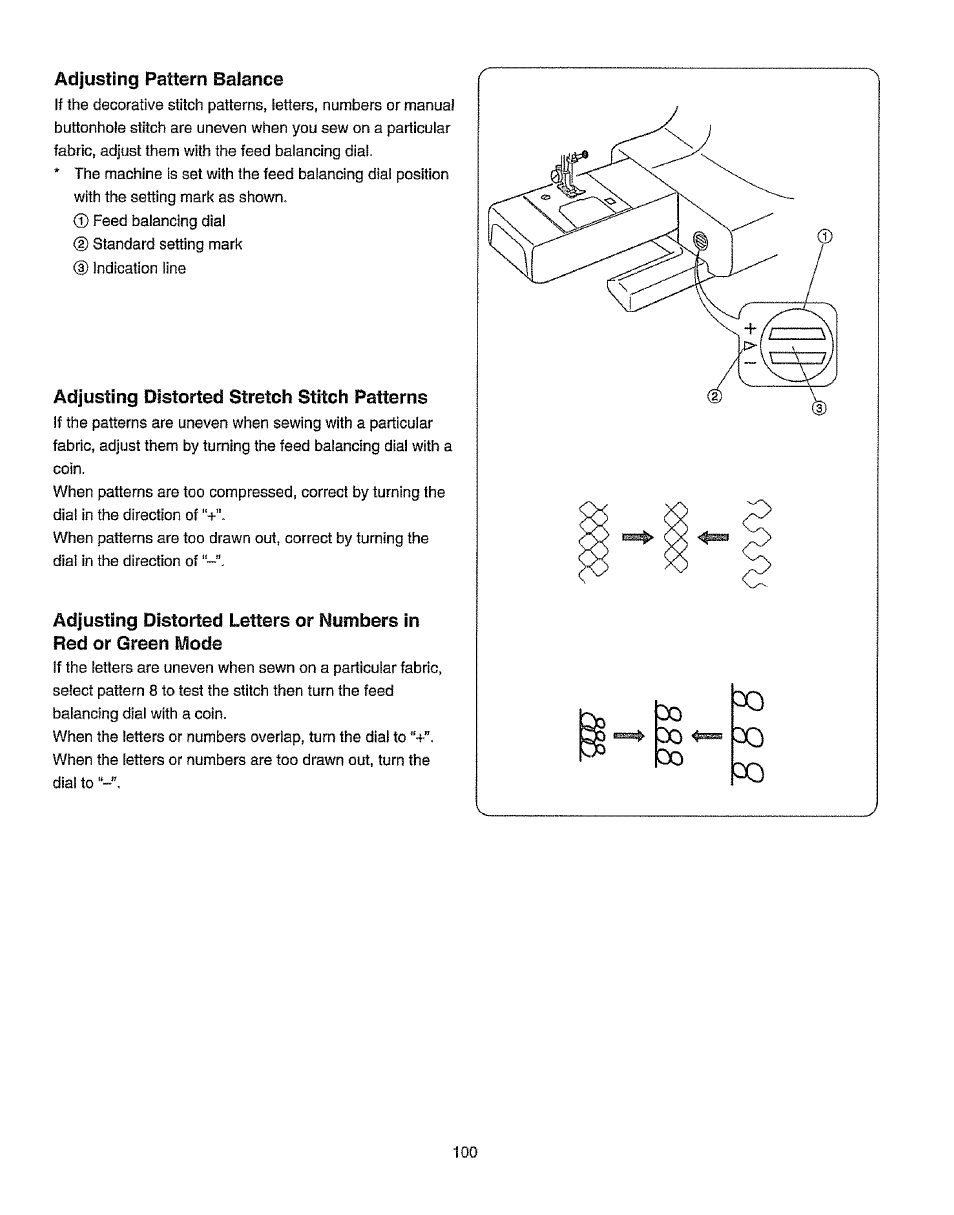 Adjusting p3tt@rn bslorics, Aidljustinqi d!stort©ci strstch stitch psttsrns, Adjusting distorted stretch stitch patterns | Kenmore 385.19365 User Manual | Page 111 / 139