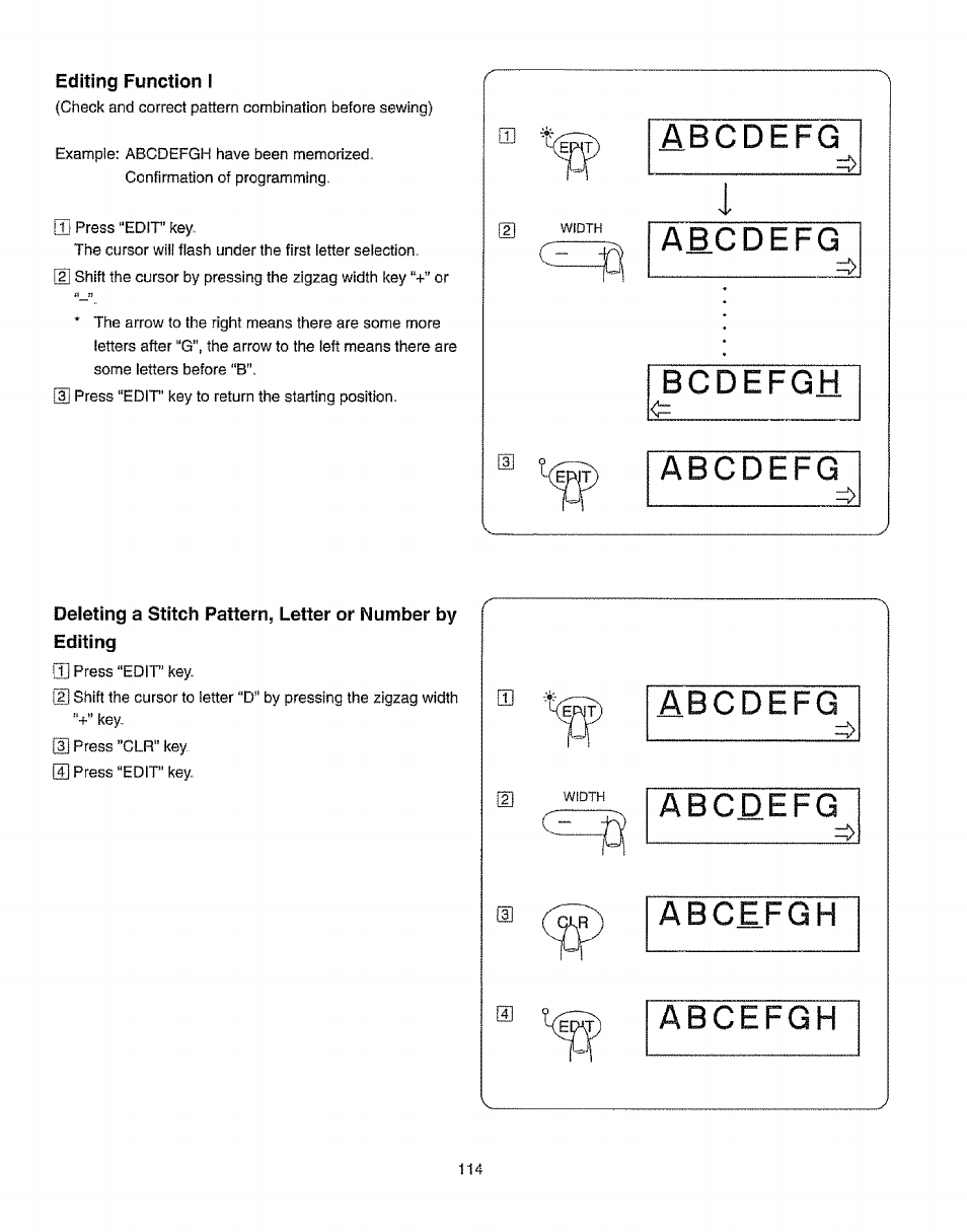 Editing function i | Kenmore 385.19365 User Manual | Page 125 / 139