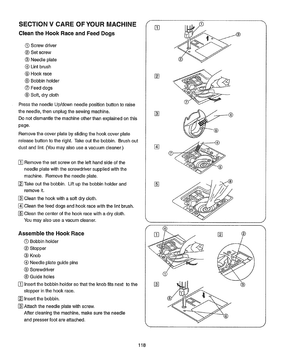 Ss0fnl3l0 til© hook r©c, Sectioisf v care of your machine, Dogs | Kenmore 385.19365 User Manual | Page 129 / 139