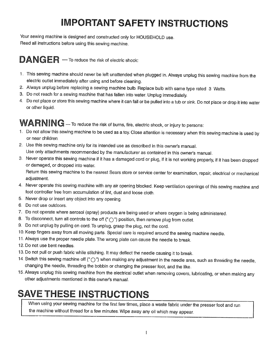 Important safety instructions, Save these instructions, Danger | Kenmore 385.19365 User Manual | Page 2 / 139