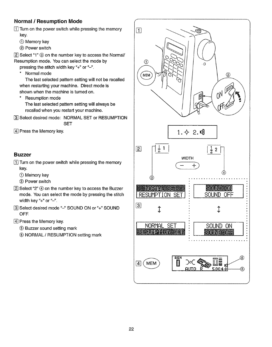 Norms! / rosumption mocio, Buzzer, Resumption set sound off pth:.. ft sound on | Kenmore 385.19365 User Manual | Page 33 / 139