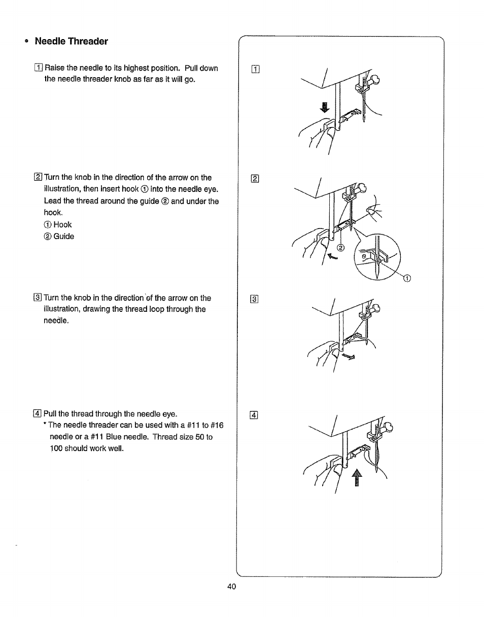 Needle threader | Kenmore 385.19365 User Manual | Page 51 / 139