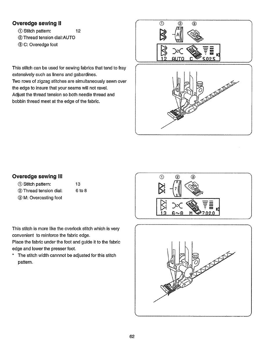 Overedg^ sowing ii, Overedge sewing iii, Overedge sewing ii | Kenmore 385.19365 User Manual | Page 73 / 139