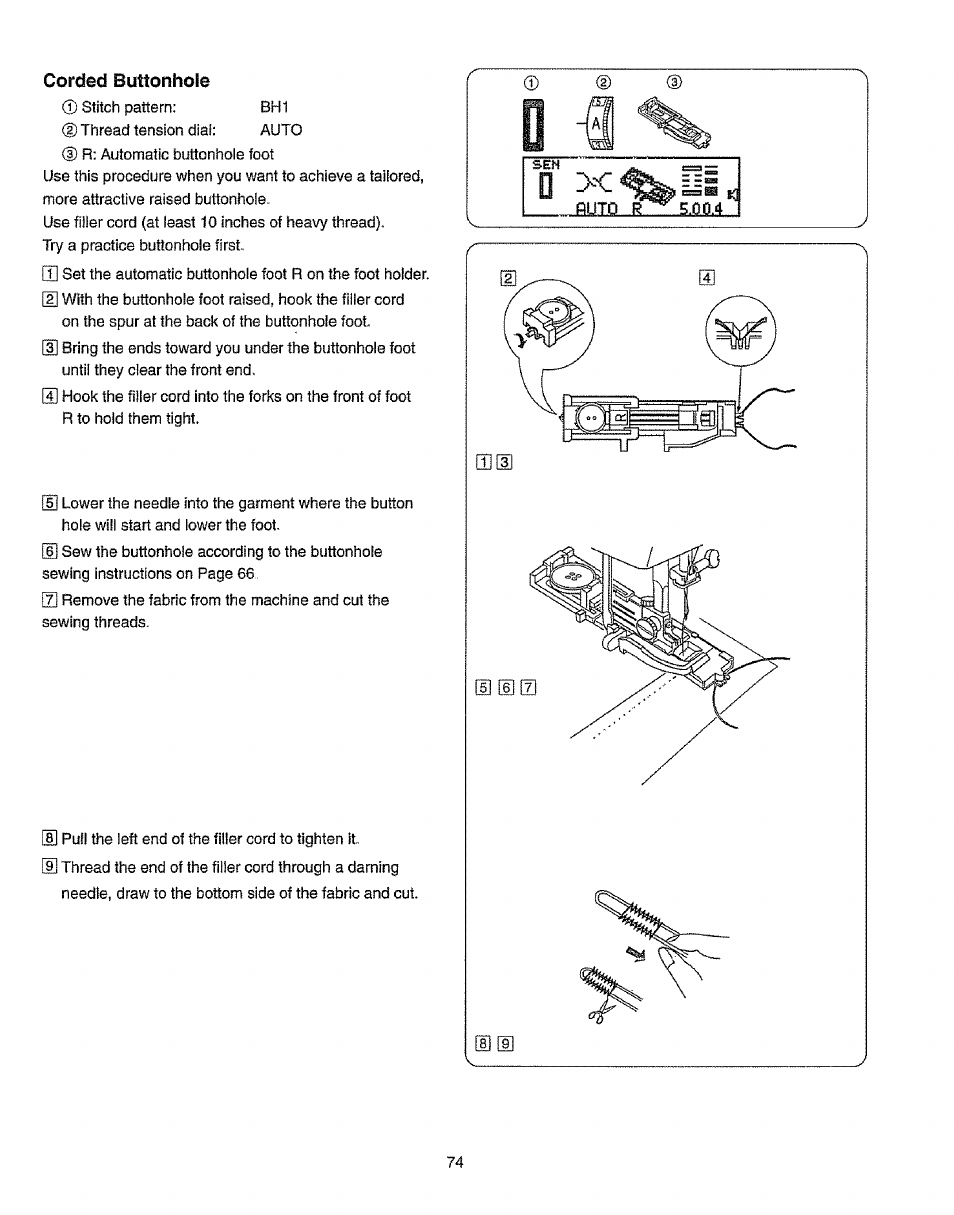 Corded buttonhole | Kenmore 385.19365 User Manual | Page 85 / 139